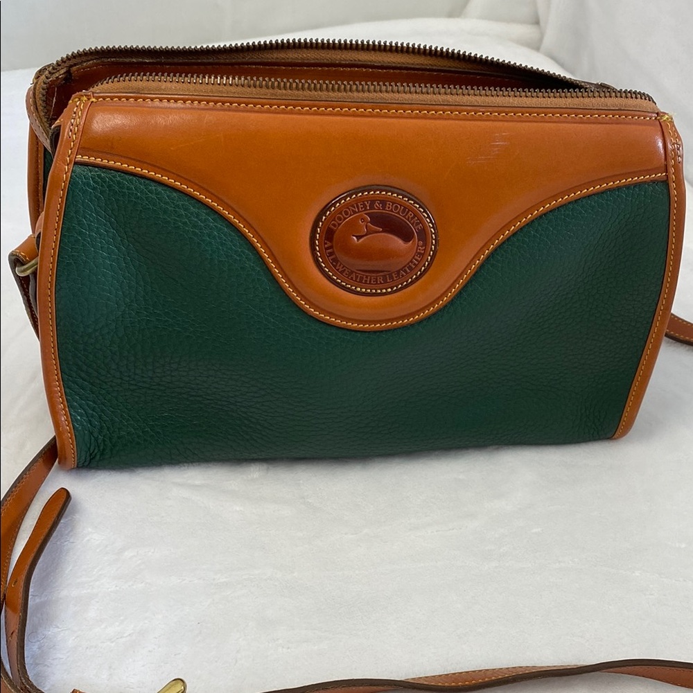 Dooney & Bourke Green and Brown Leather Crossbody Bag